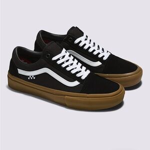 Vans Classic Old Skool Black and White Sneakers with Gum Sole